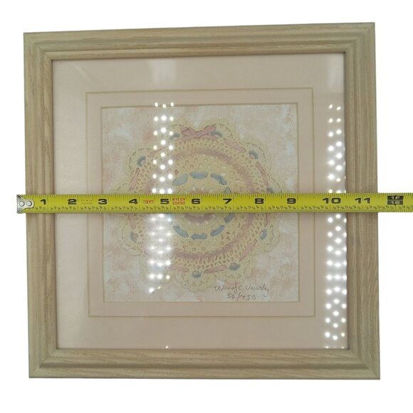 VTG Framed Handmade Doily, Signed Wendy Vawdrey, Numbered Wall Hanging Farmhouse - Picture 5 of 6